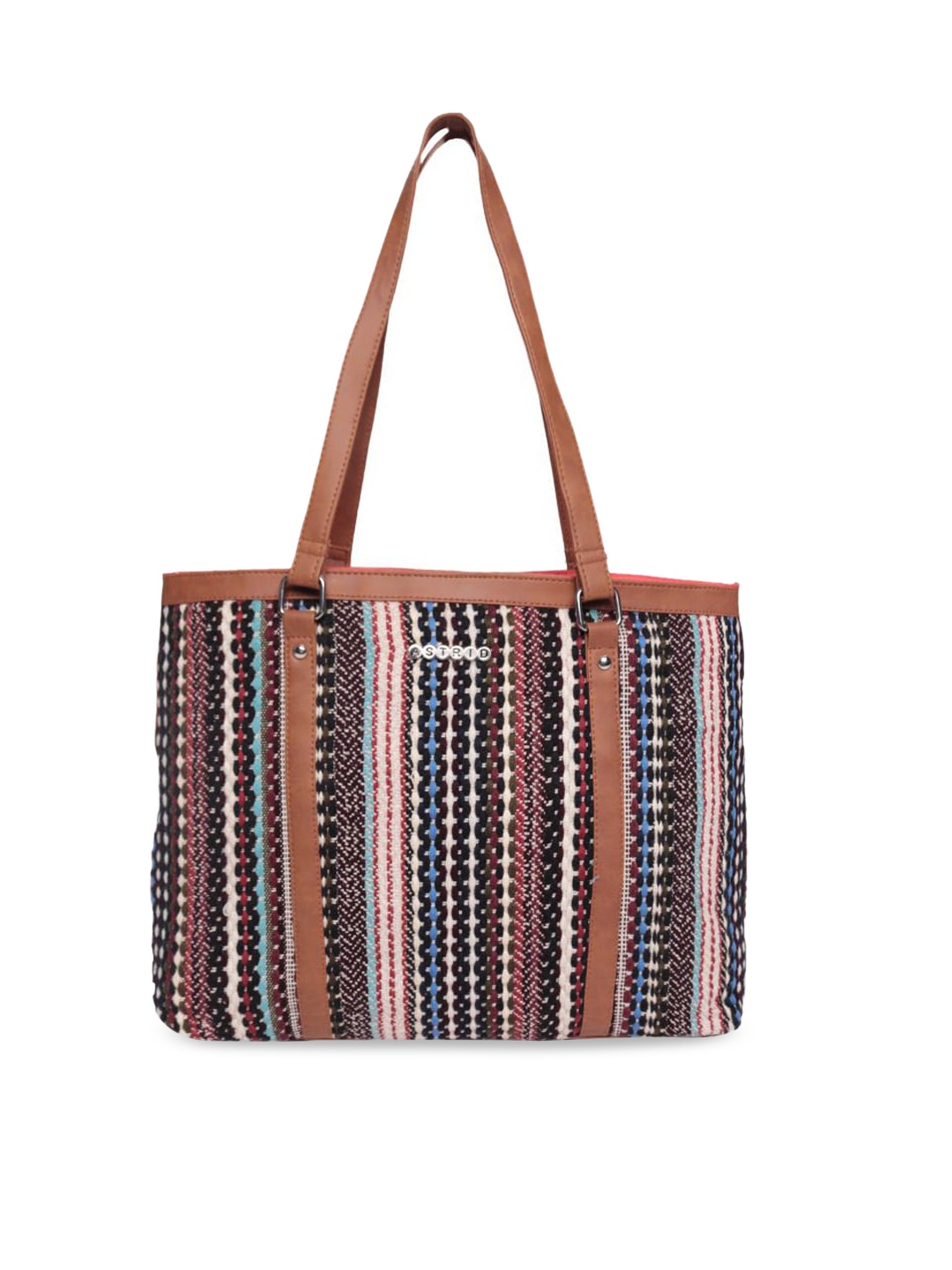 ASTRID Geometric Oversized Shopper Tote Bag, Brown