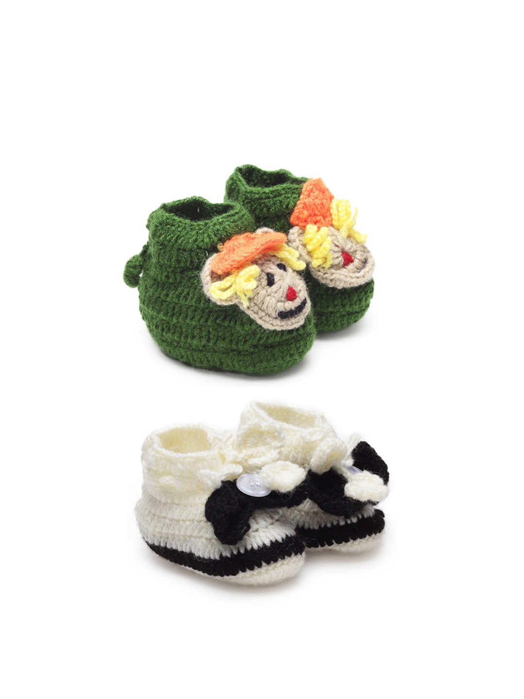 

CHUTPUT Kids Set of 2 Crochet Wool Booties, Green