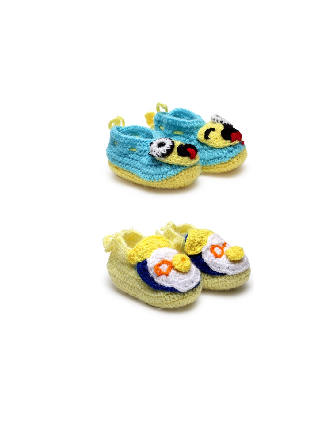 

CHUTPUT Infants Kids Set of 2 Pure Wool Crochet Booties, Blue