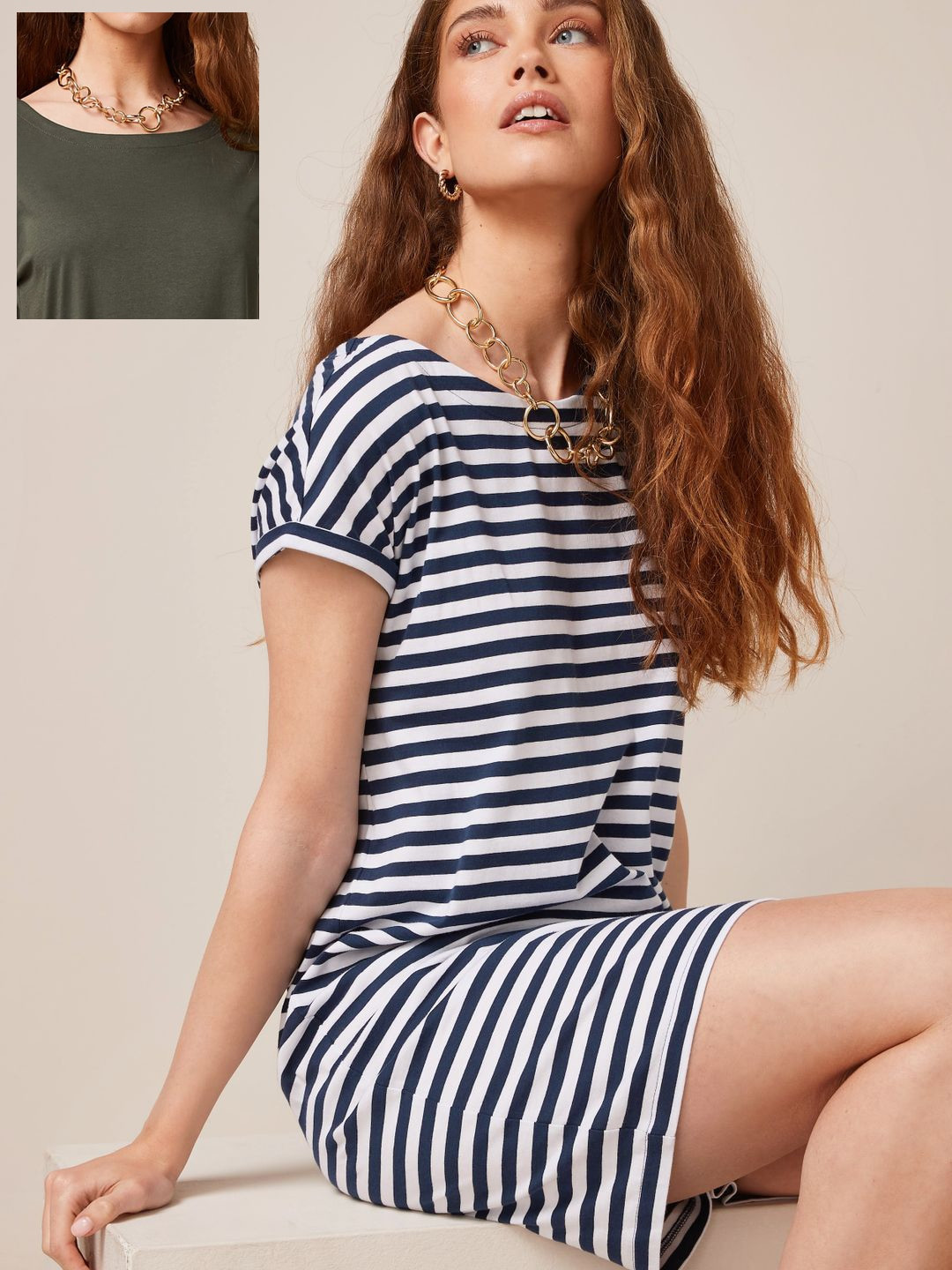 

NEXT Pack Of 2 Cotton T-shirt Dress, Navy blue