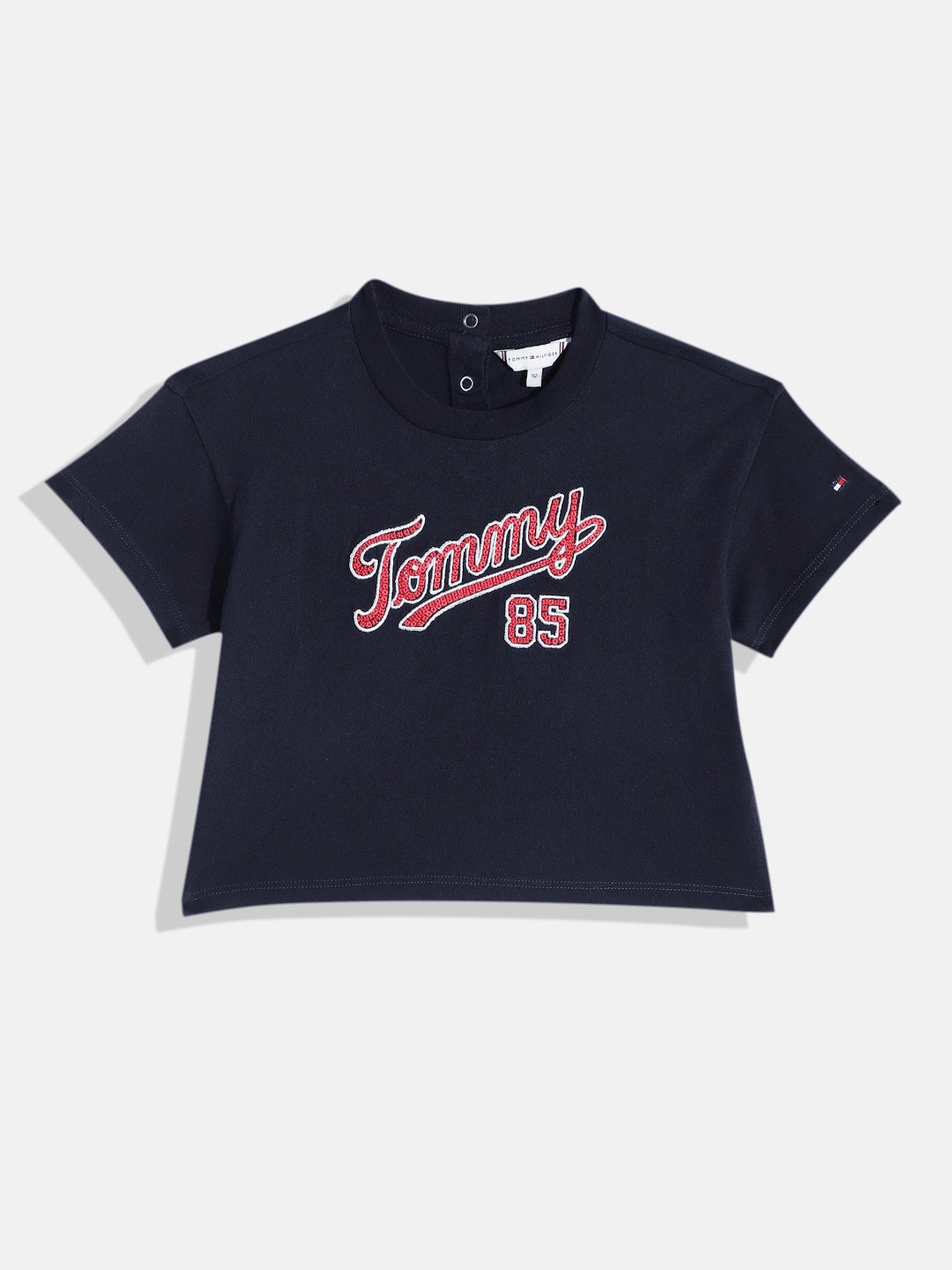 

Tommy Hilfiger Girls Sequin Embellished Pure Cotton Sustainable T-shirt, Navy blue