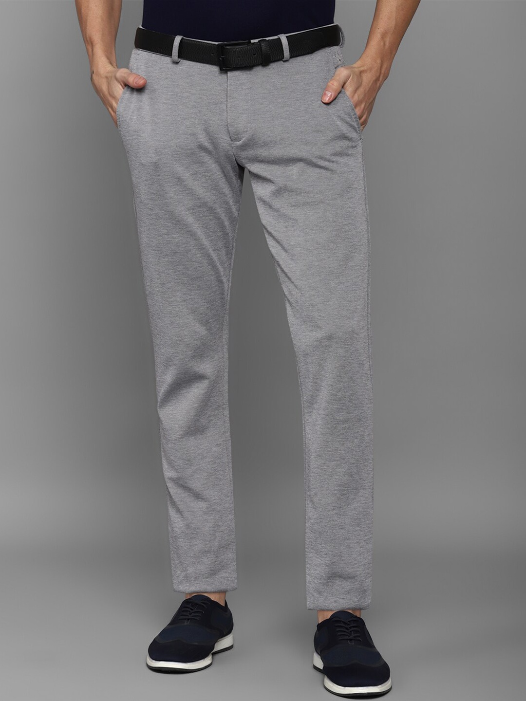 

Allen Solly Men Slim Fit Trousers, Grey melange