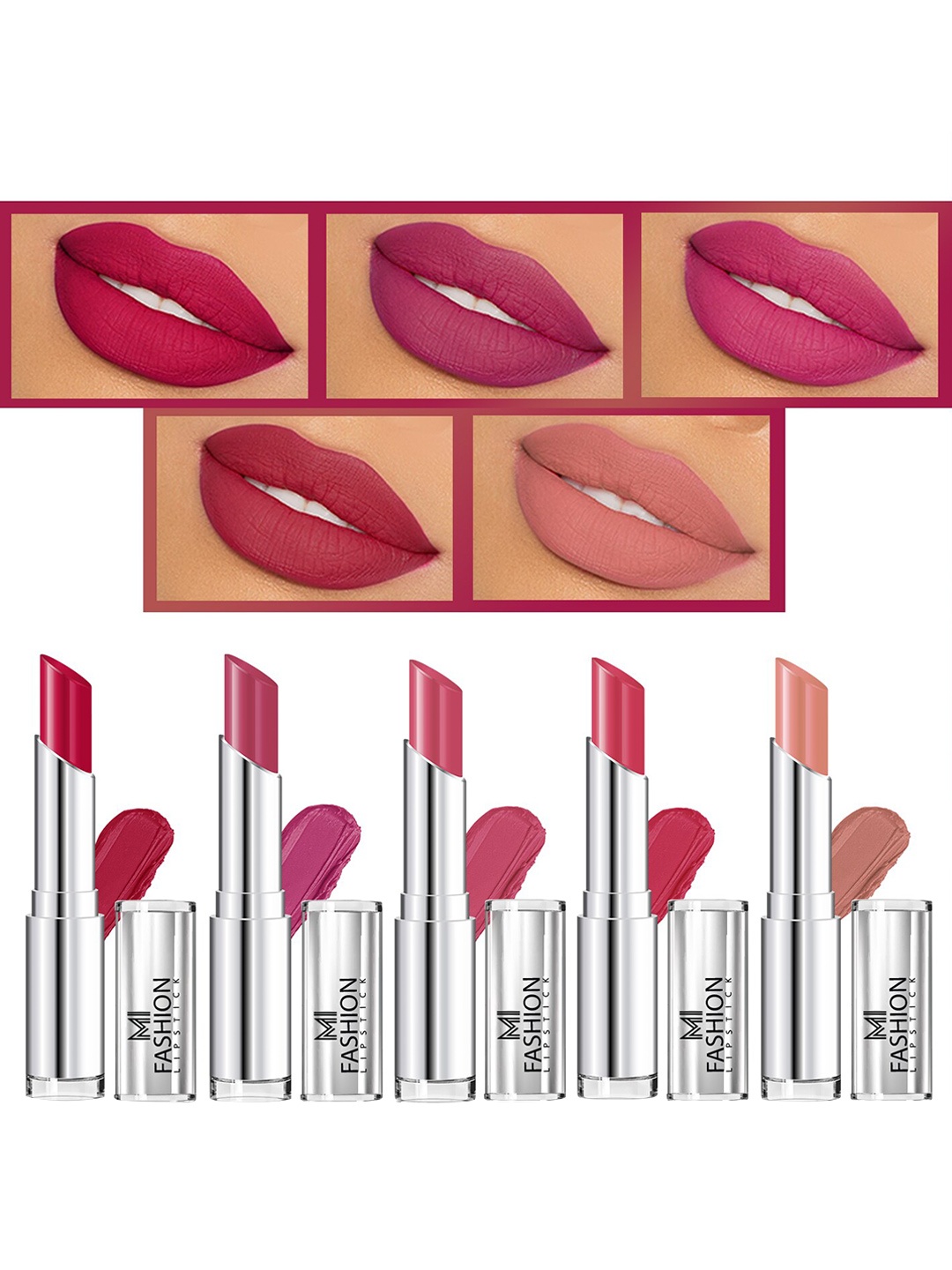 

MI FASHION Set Of 5 Creme Matte Weightless Long-Lasting Lipstick - 3.5g Each, Nude