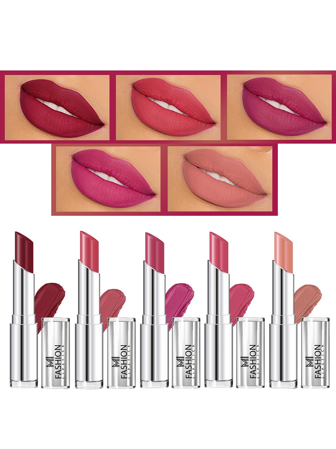 

MI FASHION Set Of 5 Creme Matte Weightless Long-Lasting Lipstick - 3.5g Each, Nude