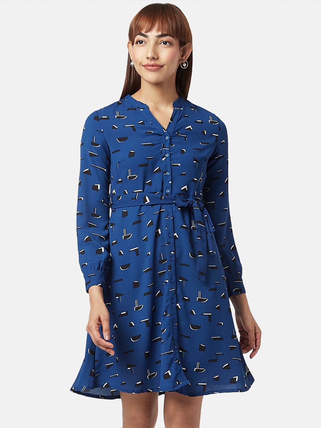 

Annabelle by Pantaloons Printed Shirt Dress, Navy blue
