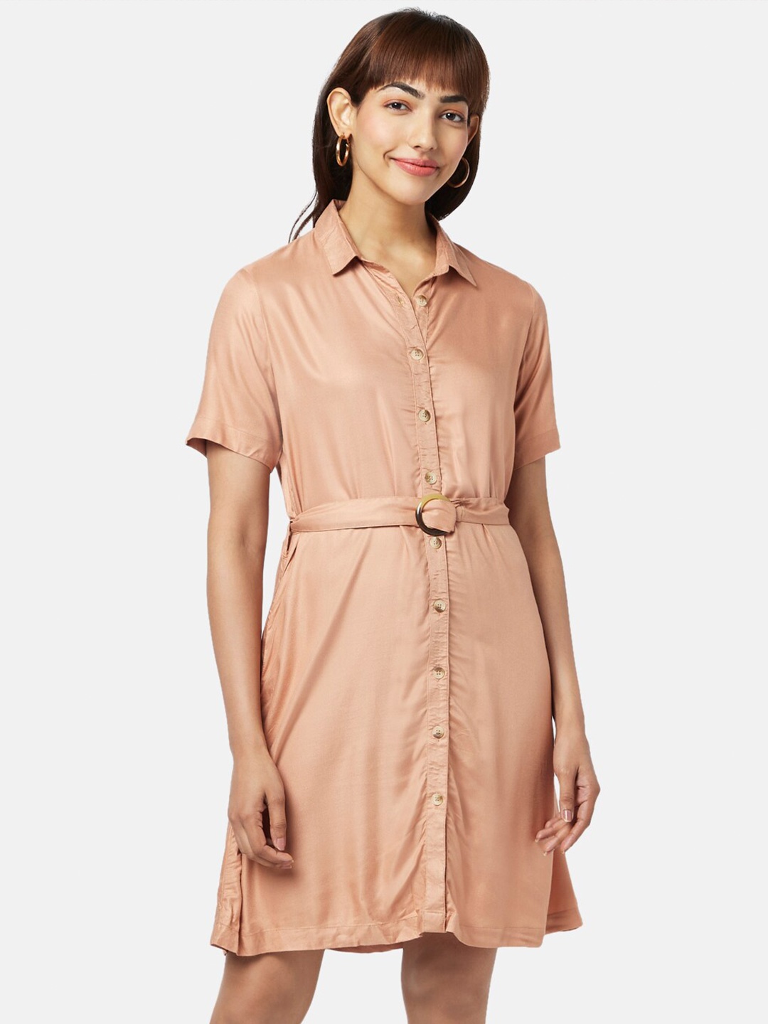 

Honey by Pantaloons Shirt Collar Dress, Brown