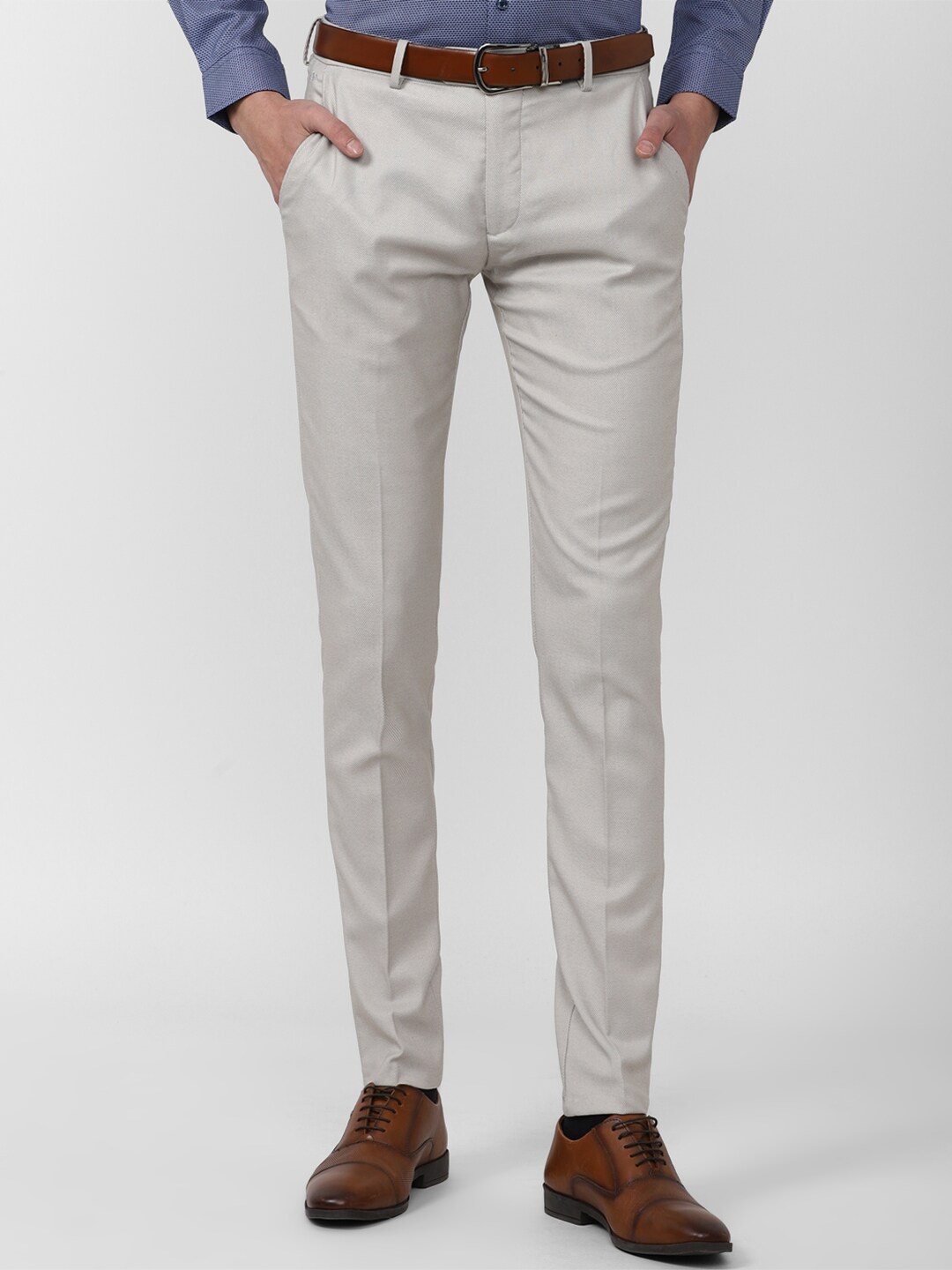 

Peter England Men Slim Fit Trousers, Off white