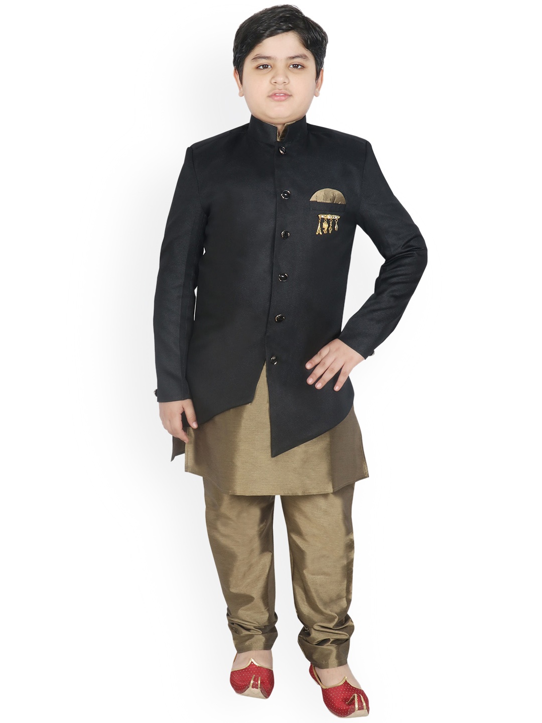 

SG YUVRAJ Boys Kurta With Churidar, Black