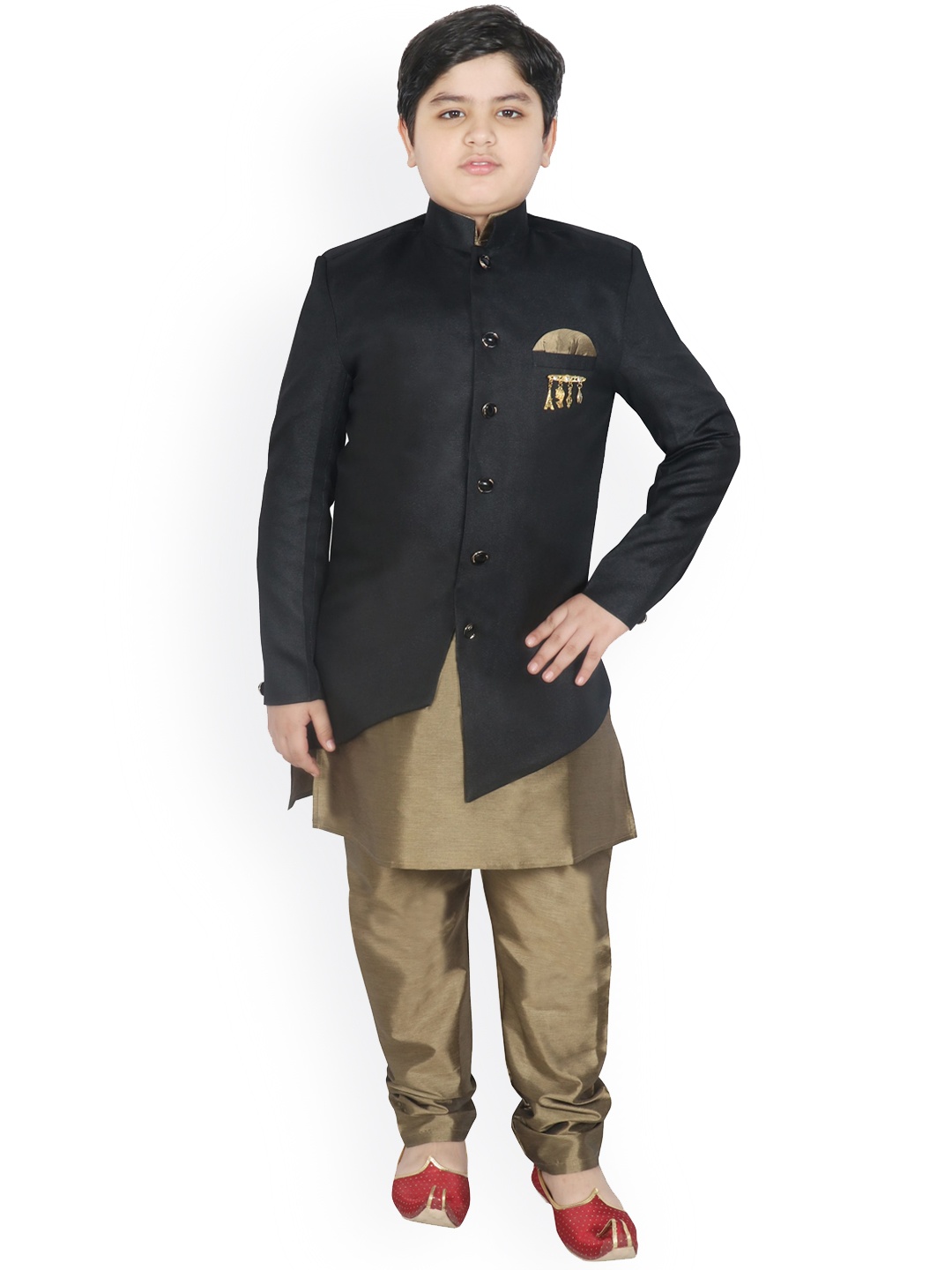 

SG YUVRAJ Boys Kurta With Churidar, Black