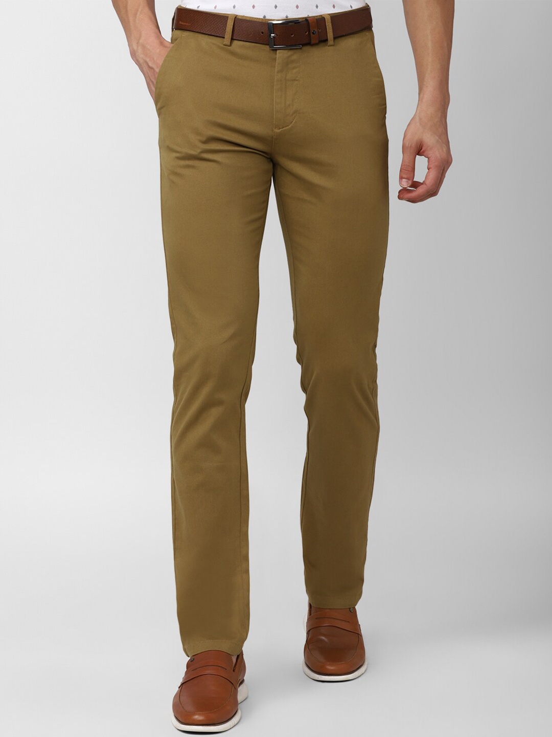 

Peter England Casuals Men Slim Fit Trousers, Brown