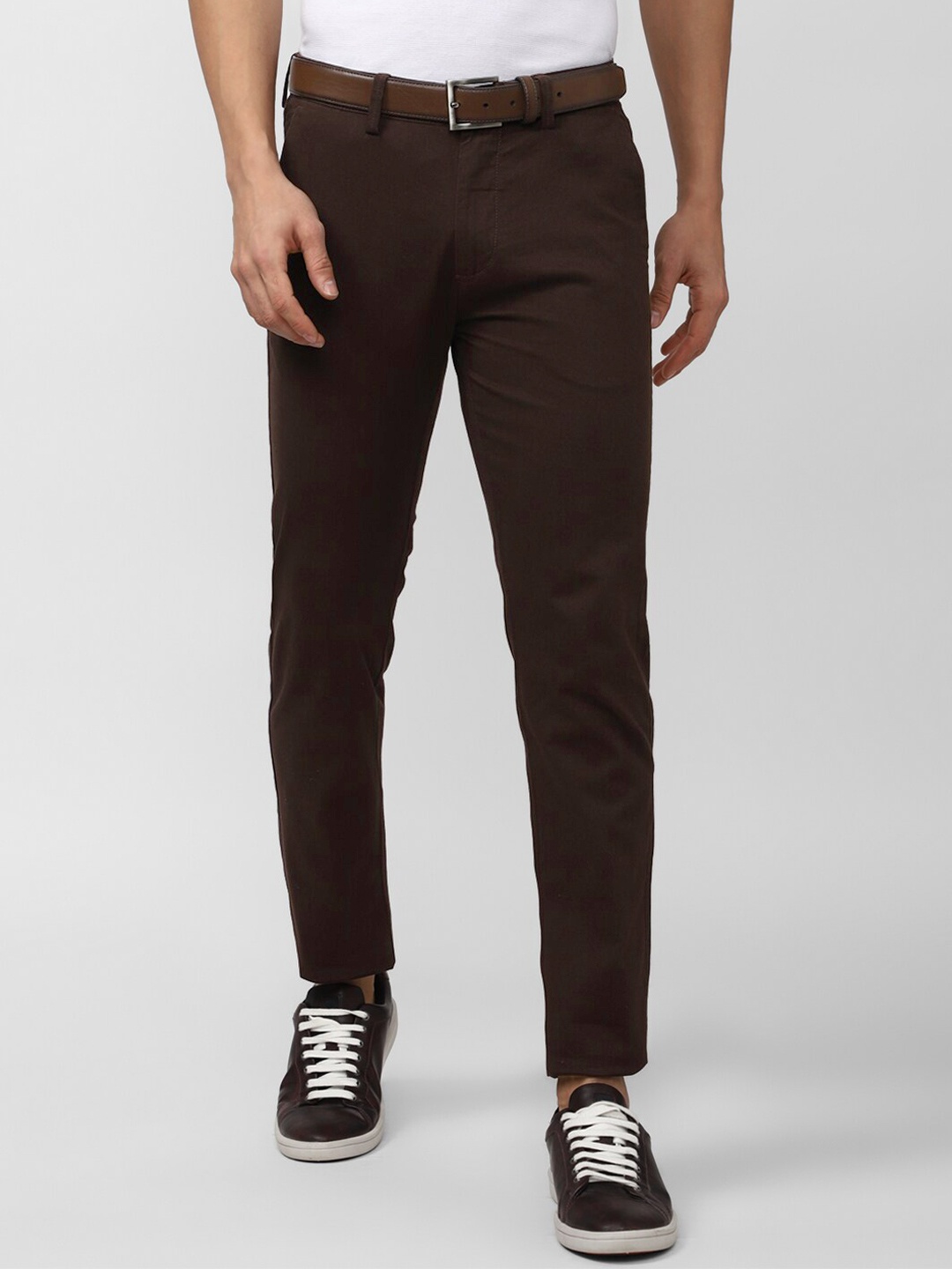 

Peter England Casuals Men Slim Fit Trousers, Brown