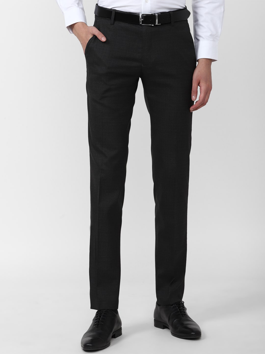 

Peter England Casuals Men Slim Fit Formal Trousers, Black