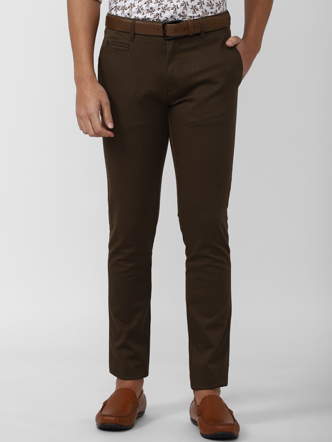 

V Dot Men Slim Fit Trouser, Brown