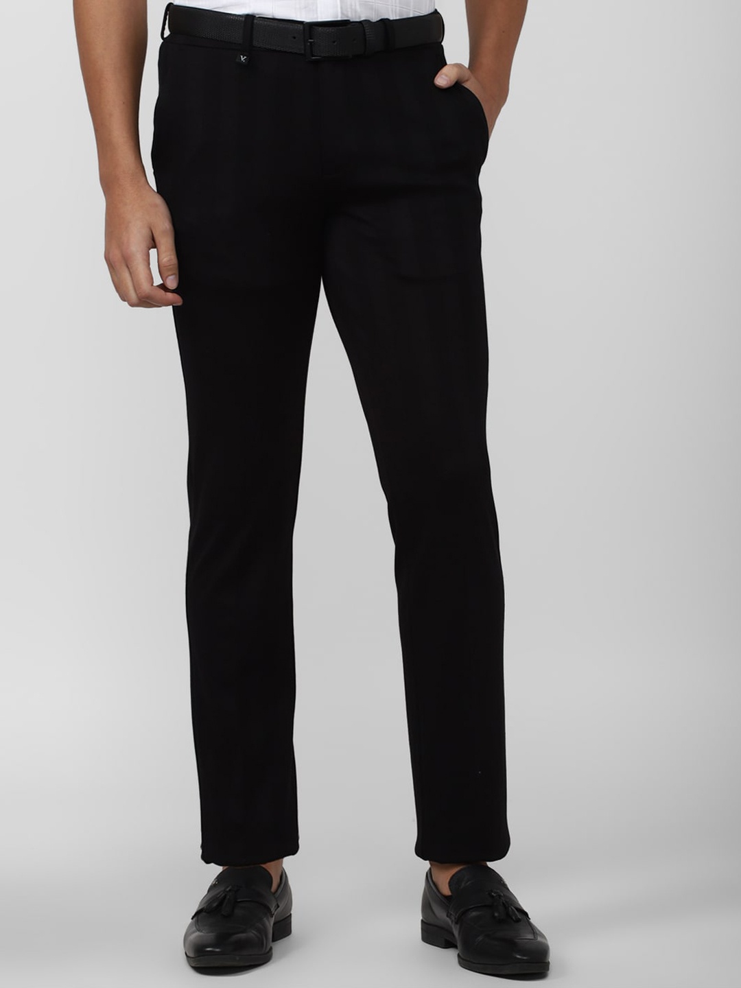 

V Dot Men Skinny Fit Trousers, Black