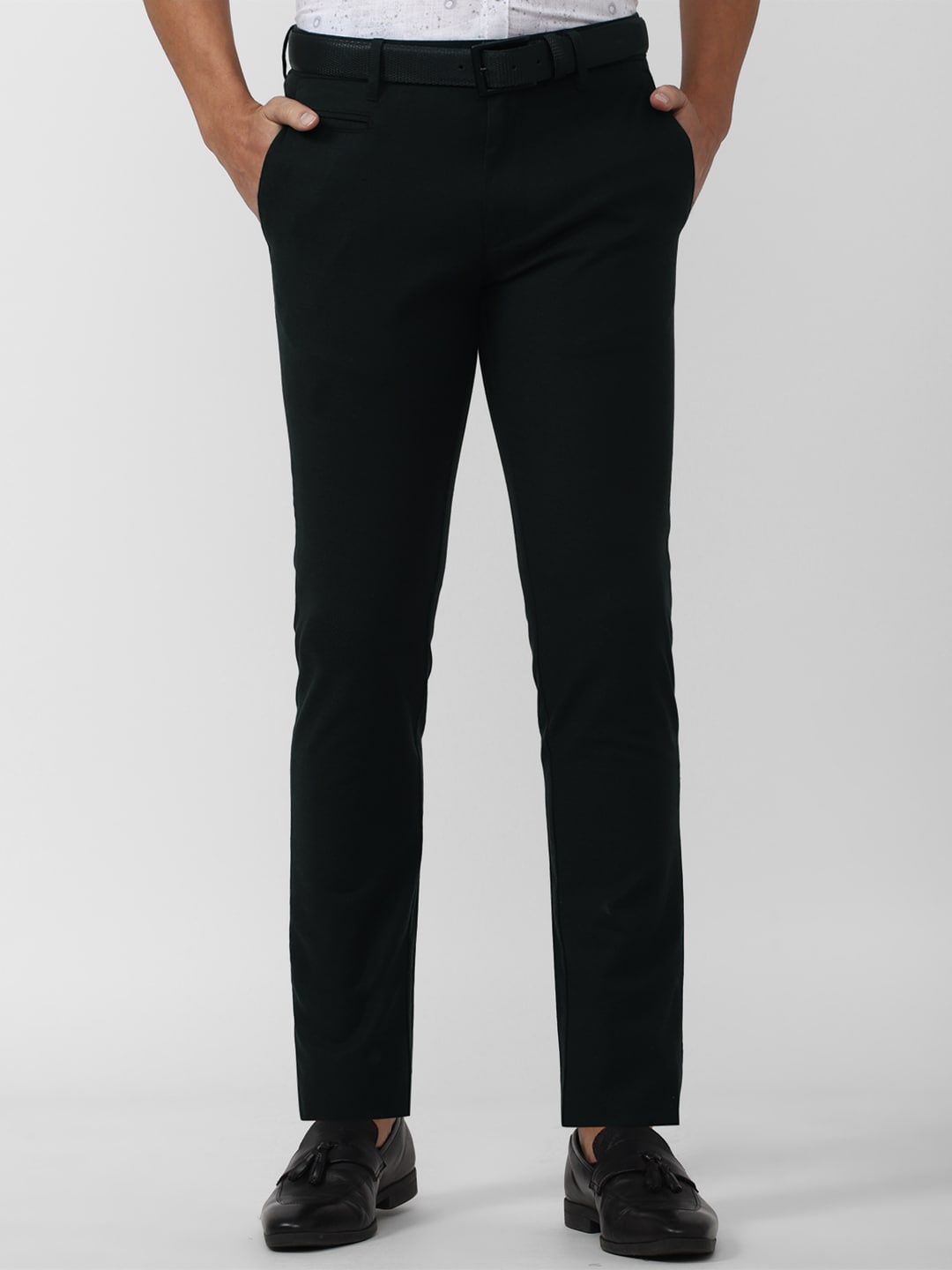 

V Dot Men Slim Fit Regular Trouser, Black