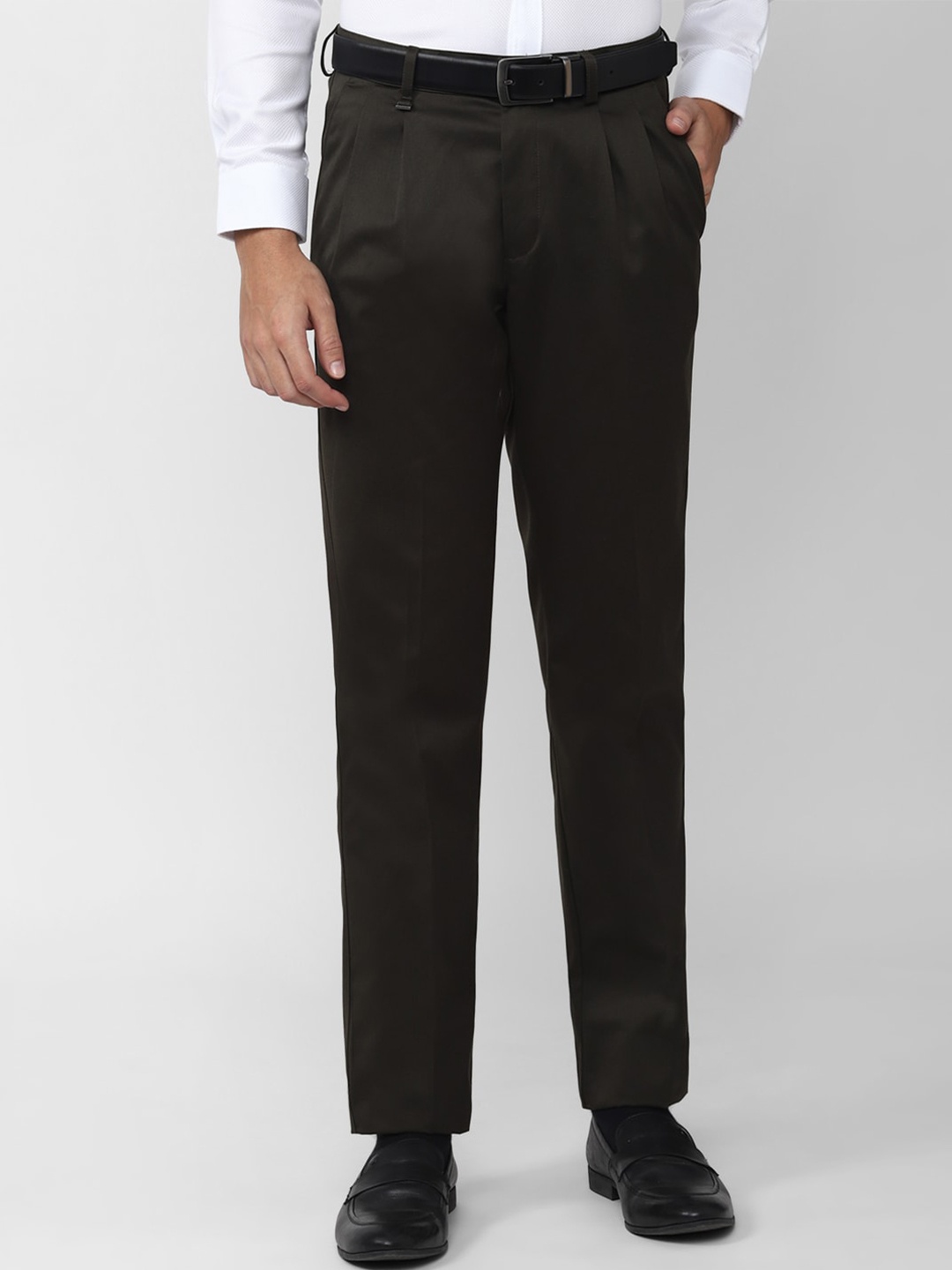 

Van Heusen Men Pleated Formal Trousers, Brown