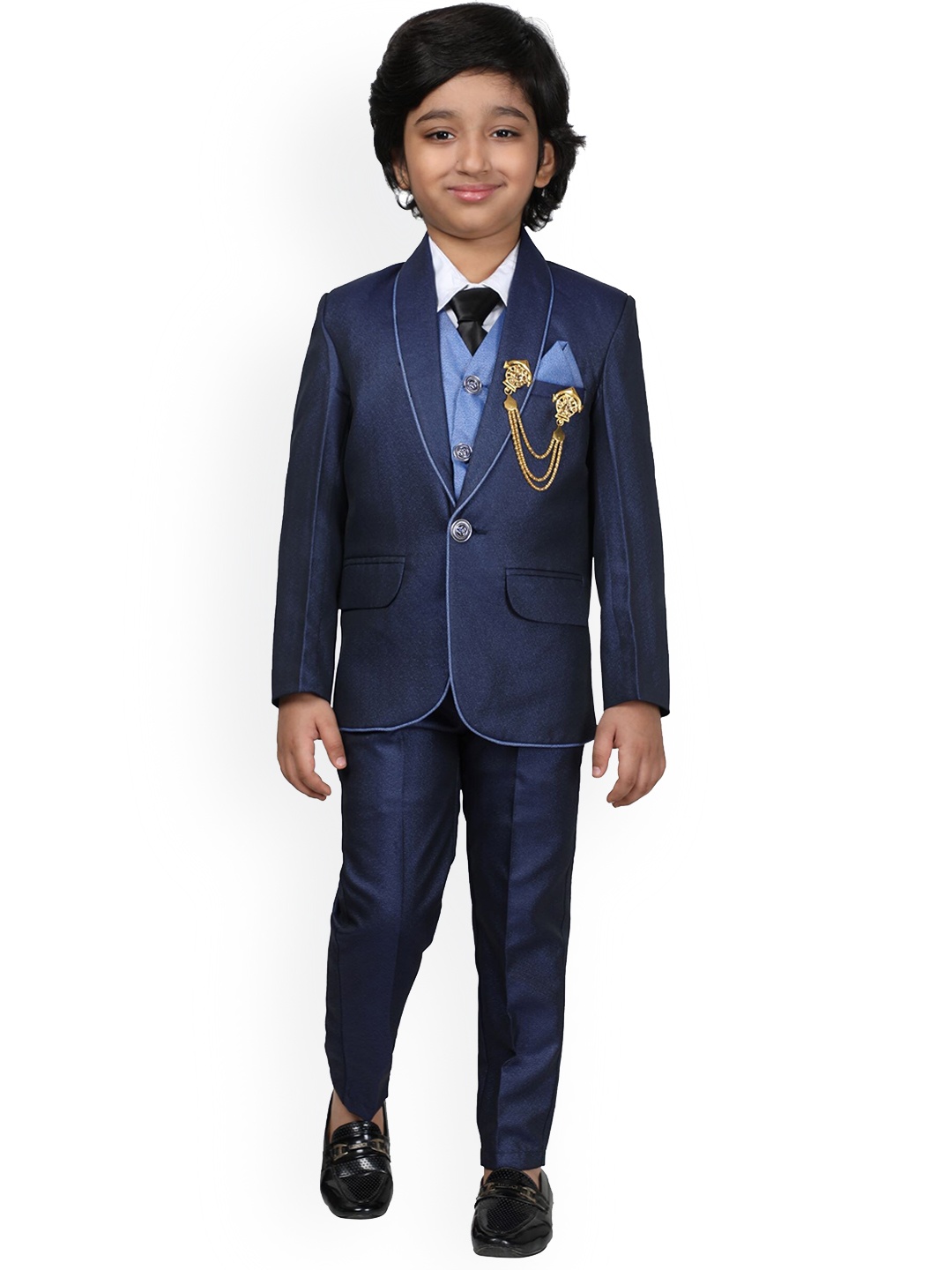 

DKGF FASHION Boys Single-Breasted 5-Piece Suit, Blue
