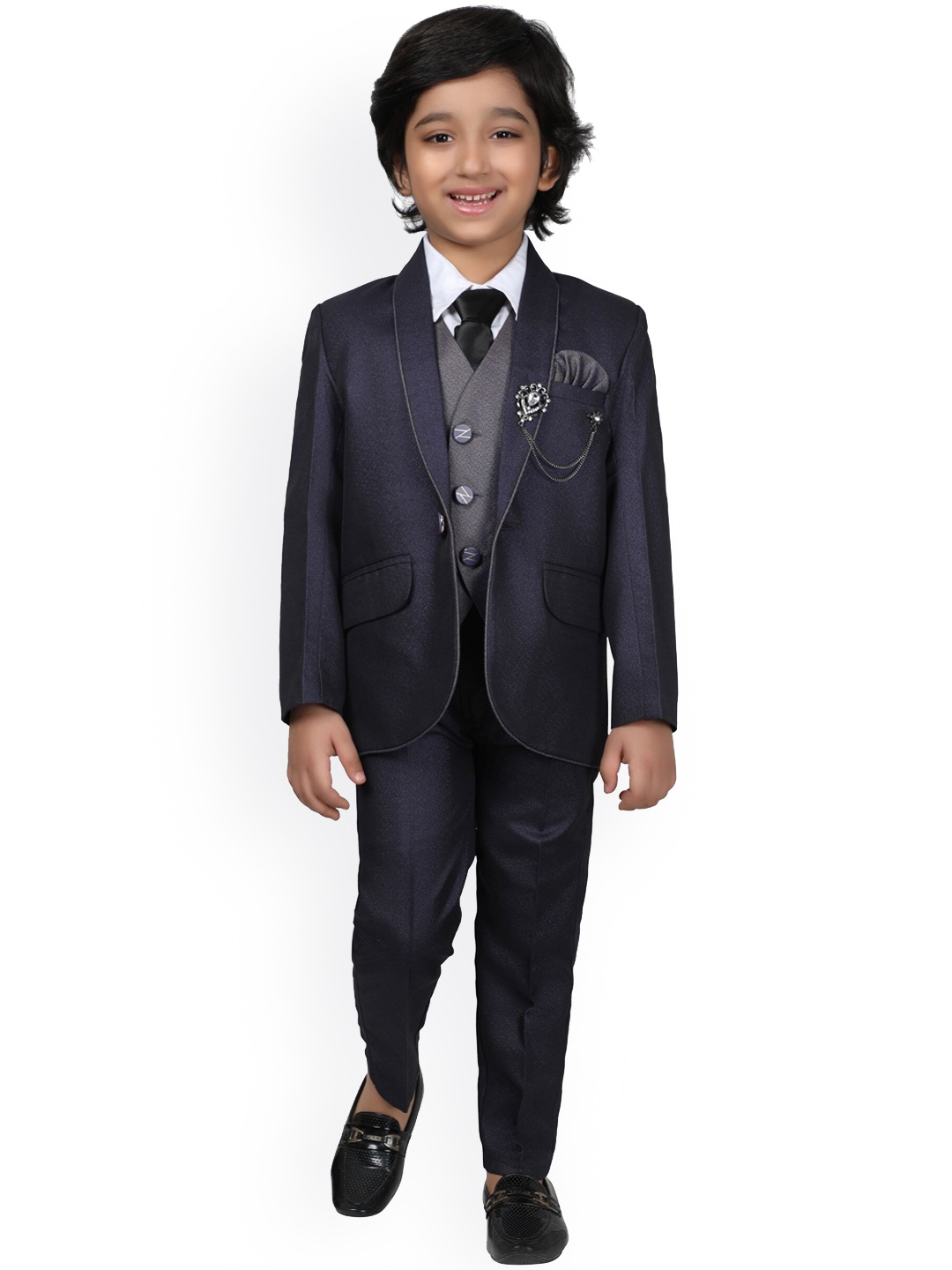 

DKGF FASHION Boys Single-Breasted 5-Piece Suit, Navy blue