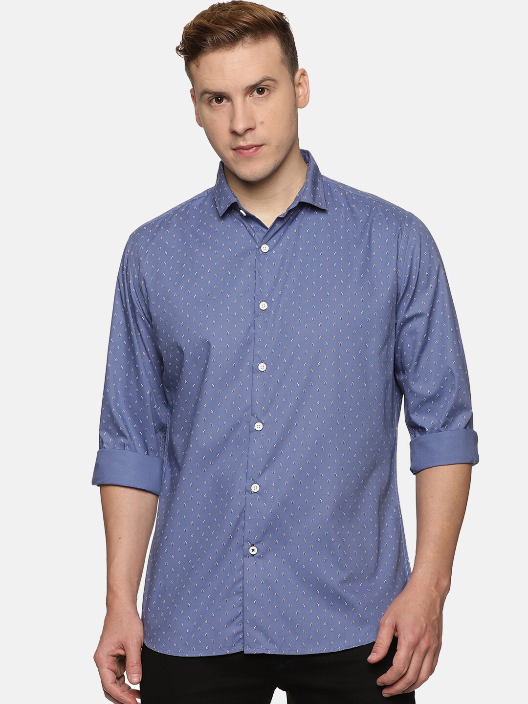 

DON VINO Men Relaxed Slim Fit Printed Cotton Casual Shirt, Blue