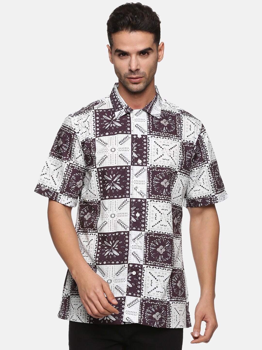 

DON VINO Men Relaxed Printed Cotton Casual Shirt, White