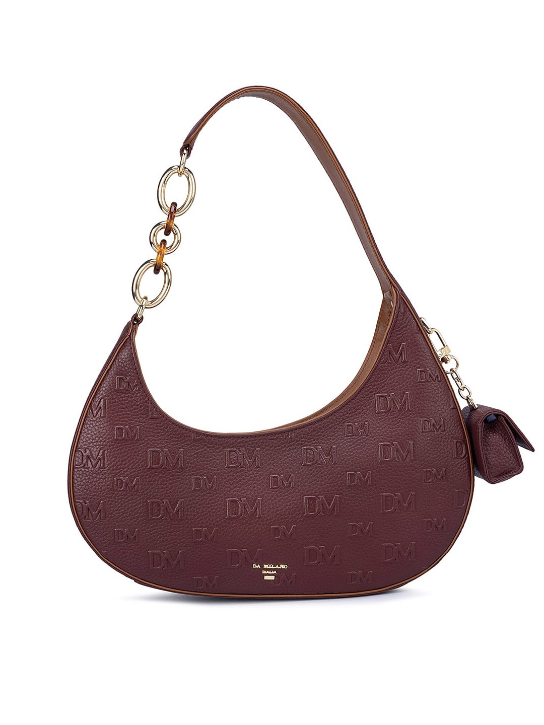 

Da Milano Women Textured Leather Structured Hobo Bag, Maroon