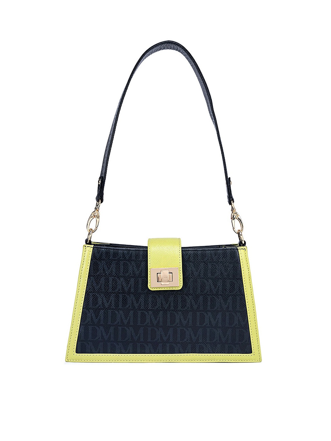 

Da Milano Women Printed Leather Structured Shoulder Bag, Black