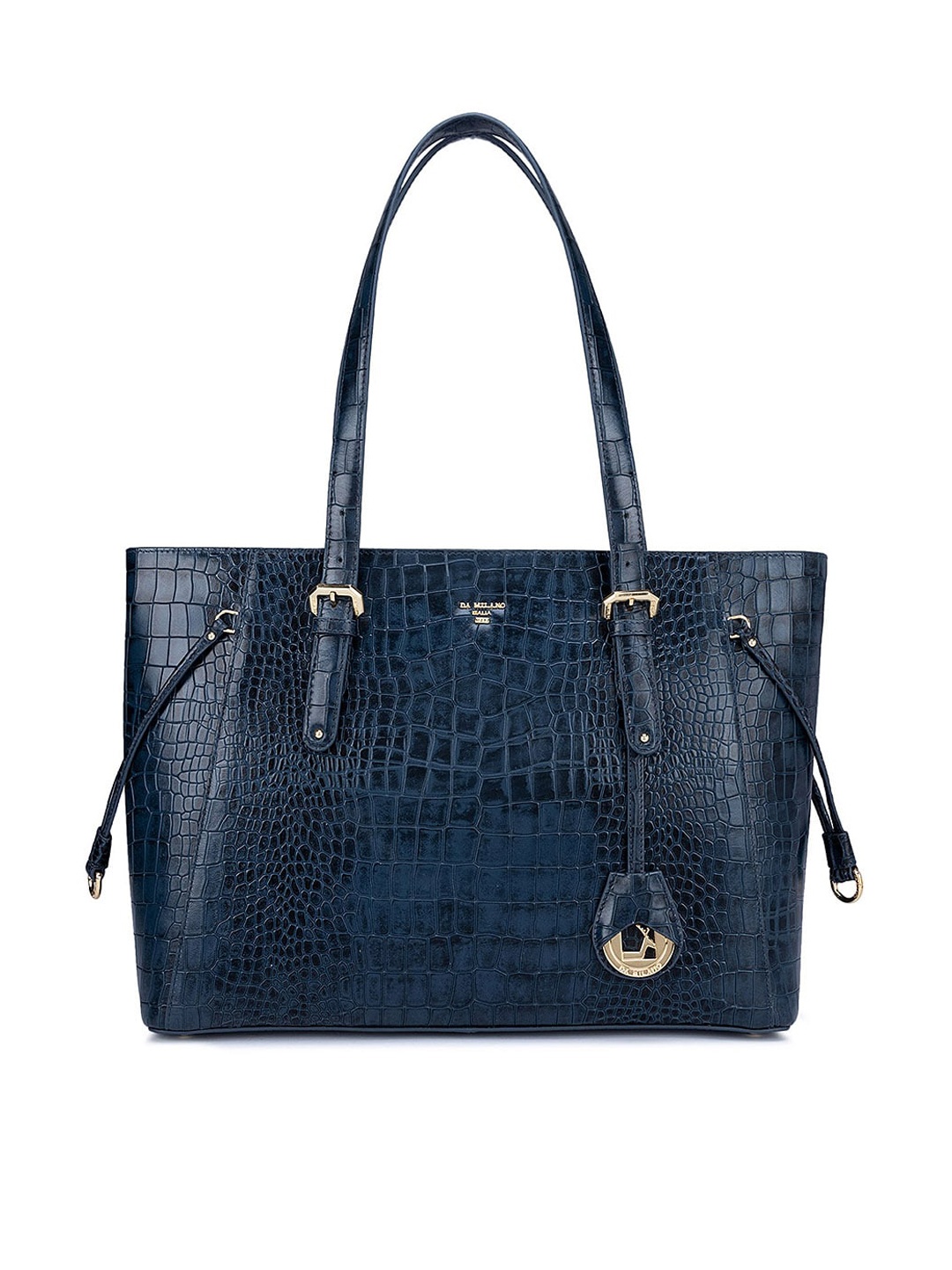 

Da Milano Women Textured Leather Structured Shoulder Bag, Navy blue