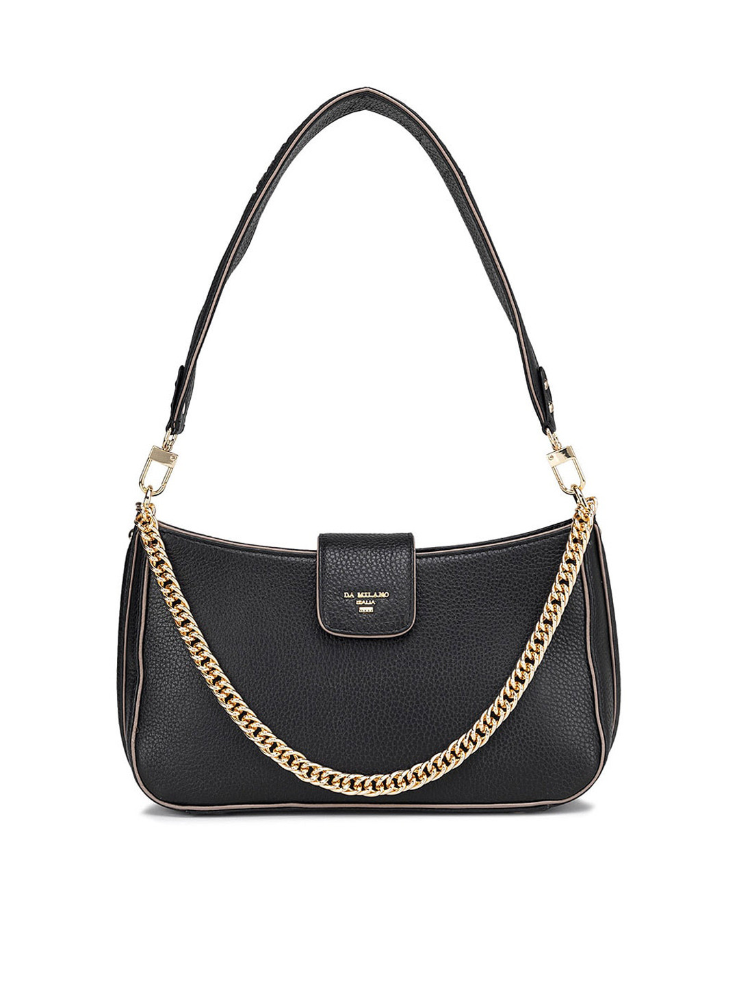 

Da Milano Leather Structured Shoulder Bag, Black