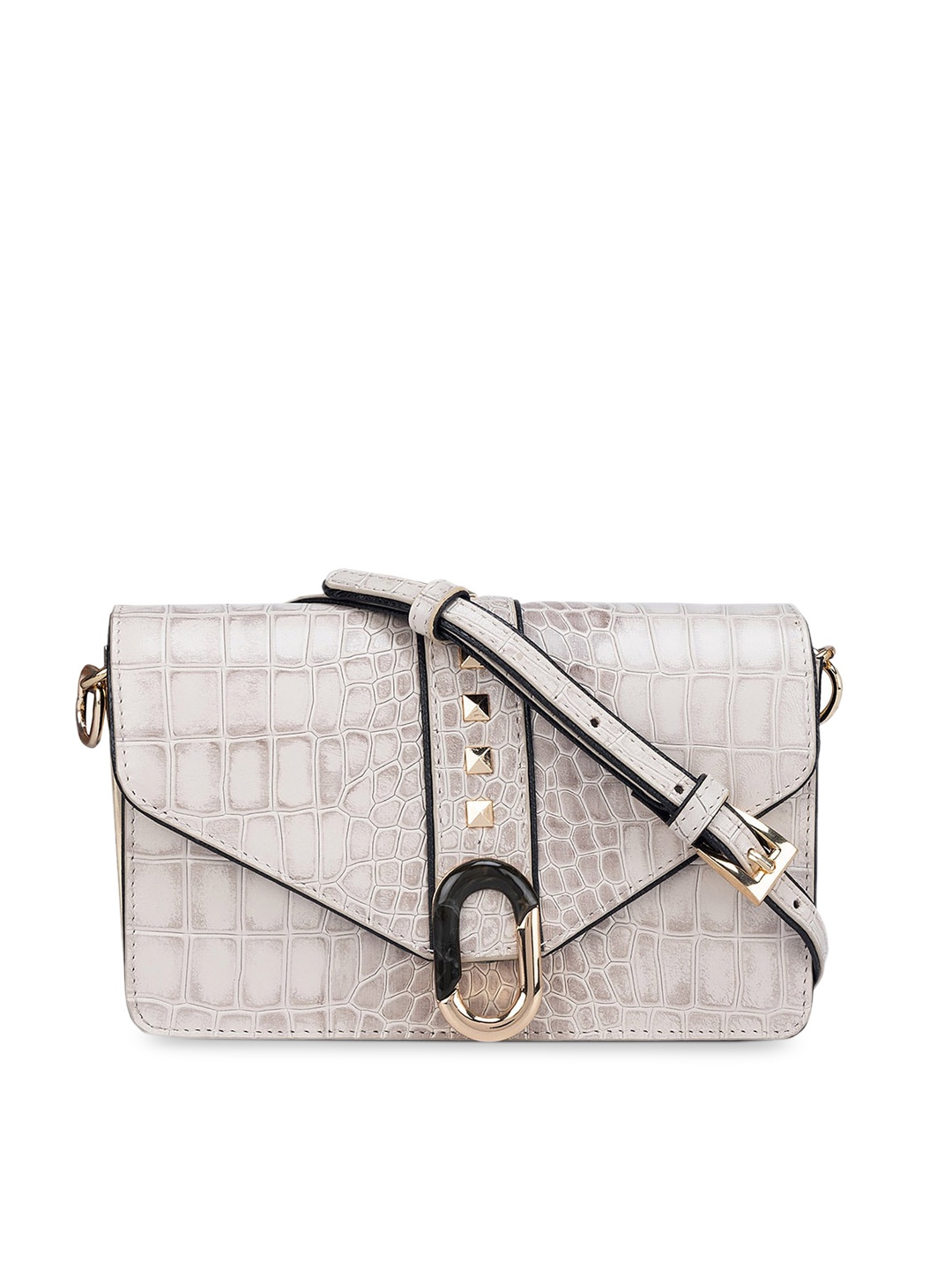 

Da Milano Textured Leather Structured Sling Bag, White
