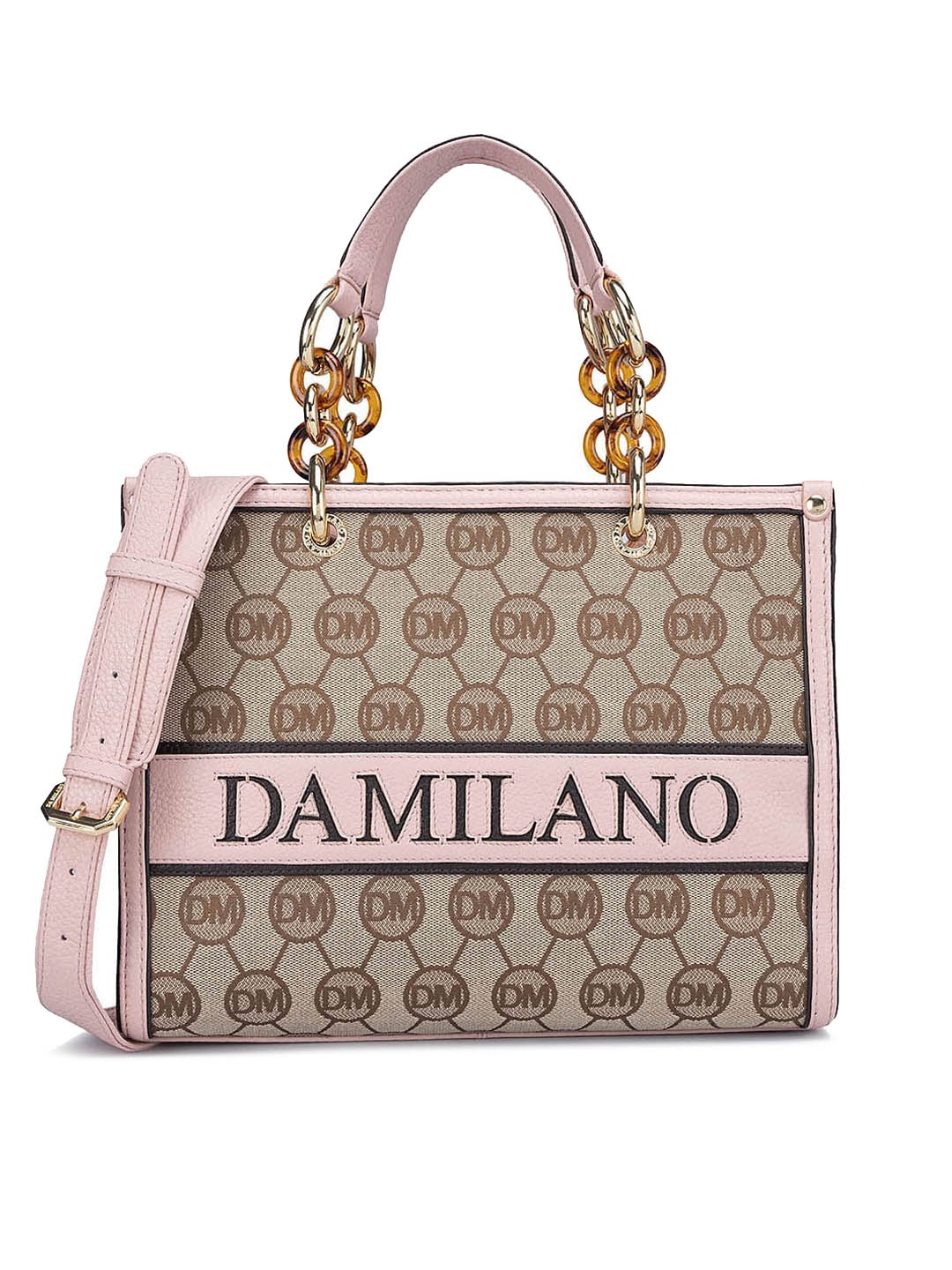 

Da Milano Printed Leather Structured Handheld Bag, Pink