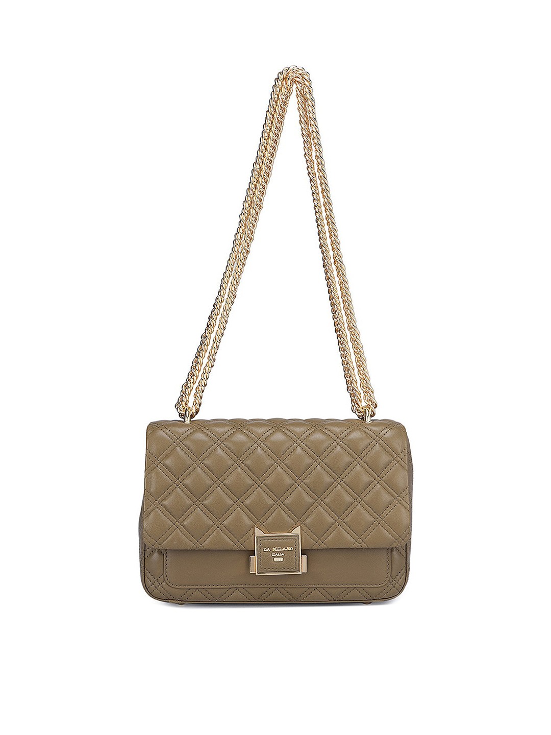 

Da Milano Textured Leather Swagger Sling Bag with Quilted, Green