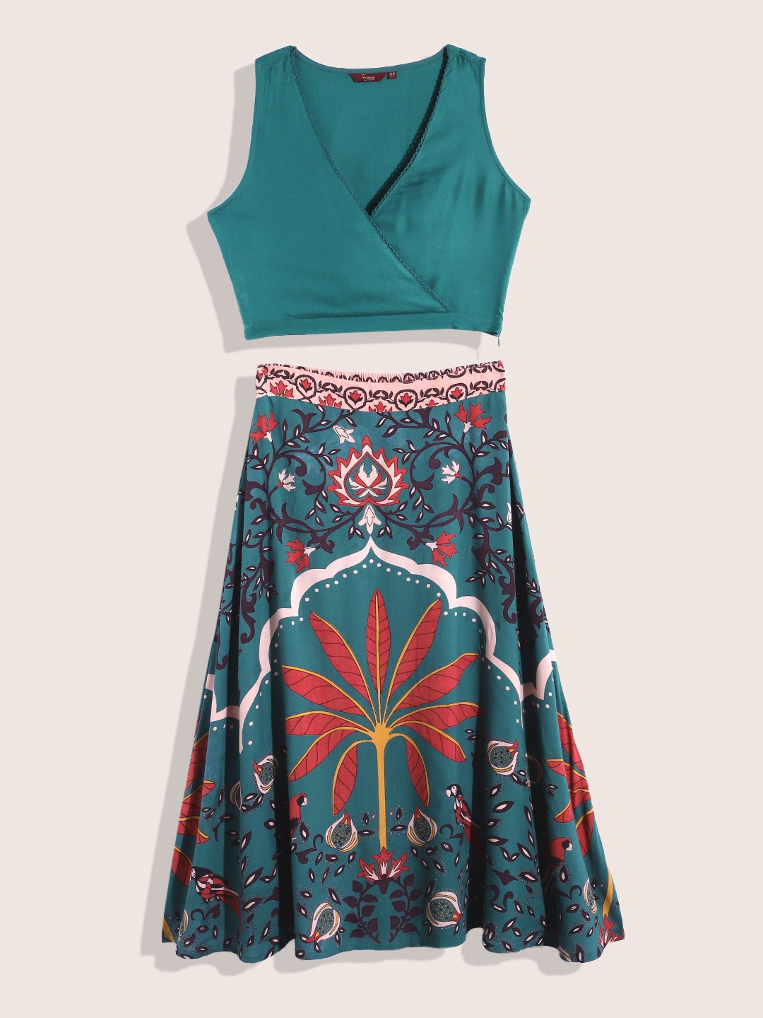 

Sangria Girls Wrap Top with Skirt, Teal