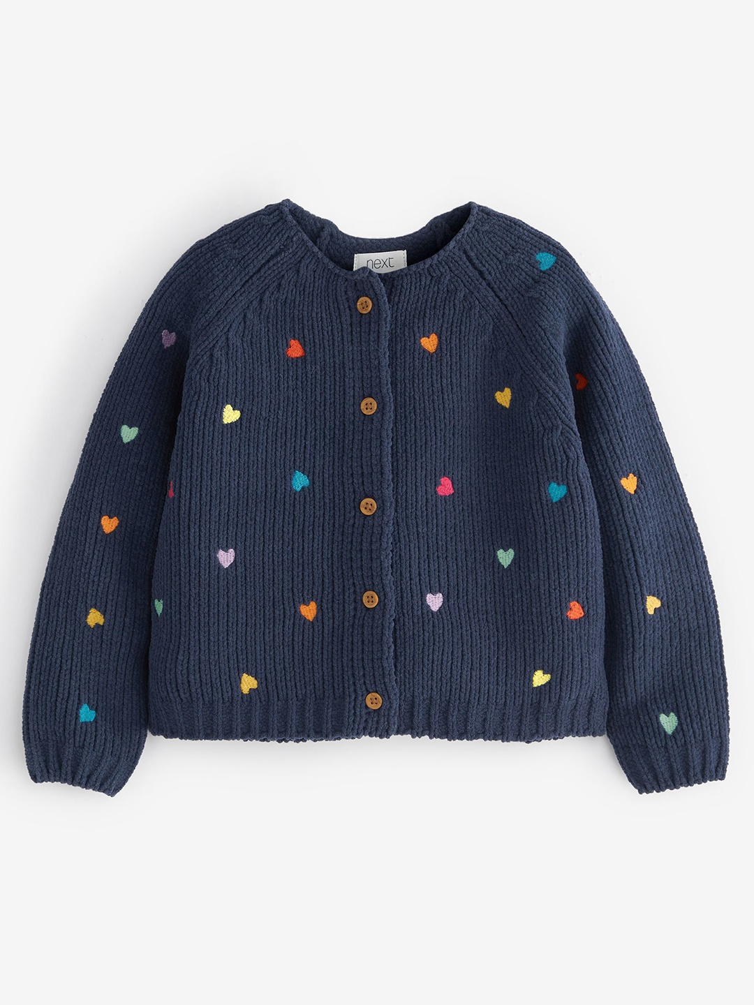 

NEXT Girls Cable Knit Cardigan with Embroidered Detail, Navy blue