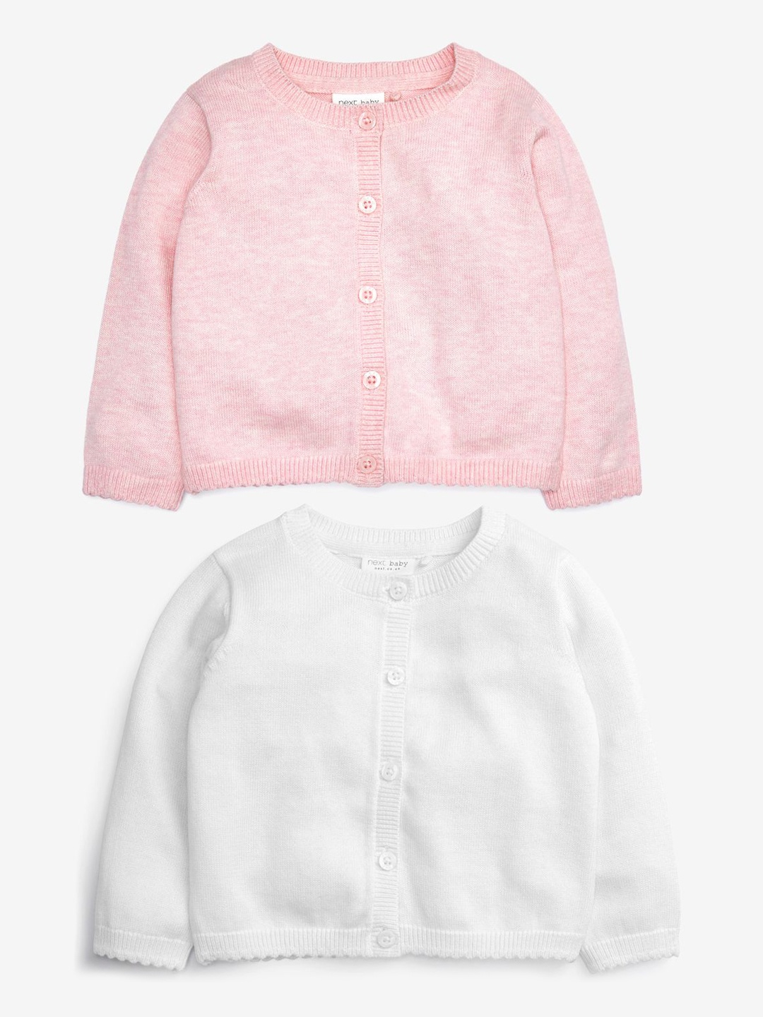 

NEXT Girls Pack of 2 Ribbed Detail Cardigans, Pink