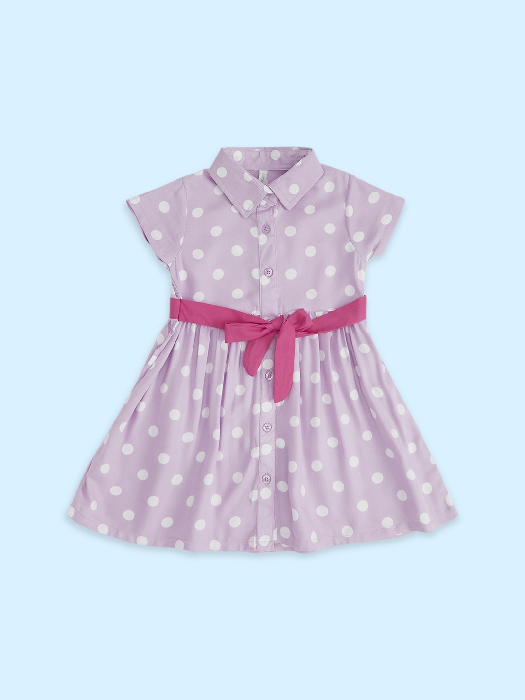 

Pantaloons Baby Polka Dots Printed Cotton Dress, Lavender