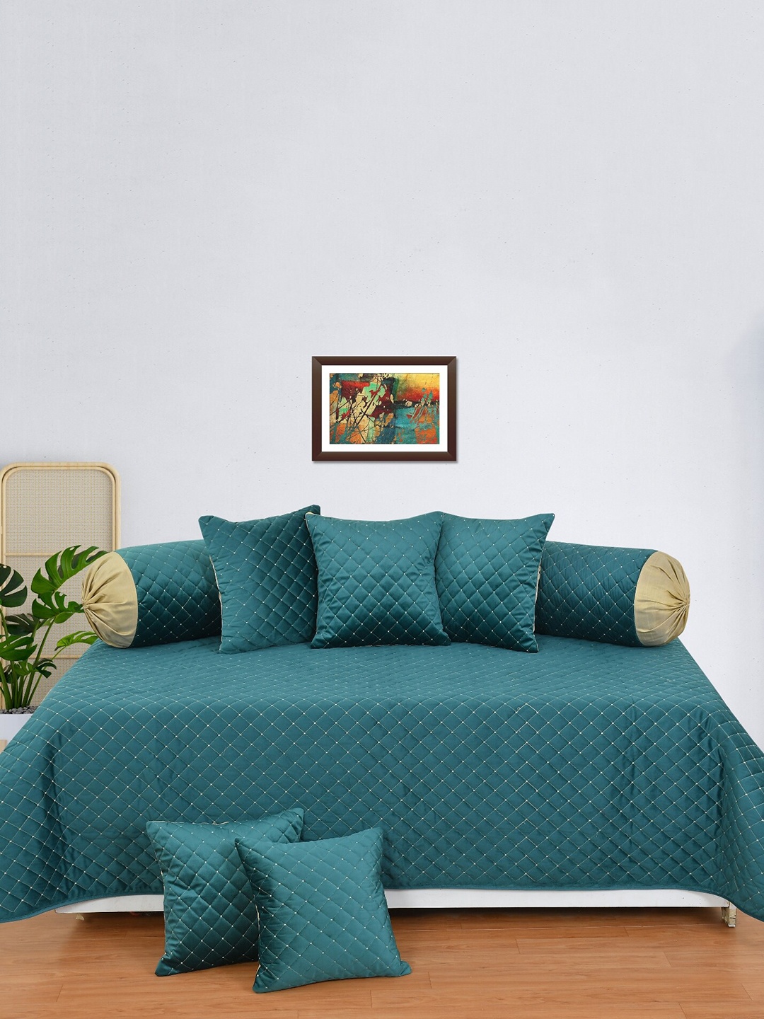 

MULTITEX Set Of 8 Blue Single Diwan Set