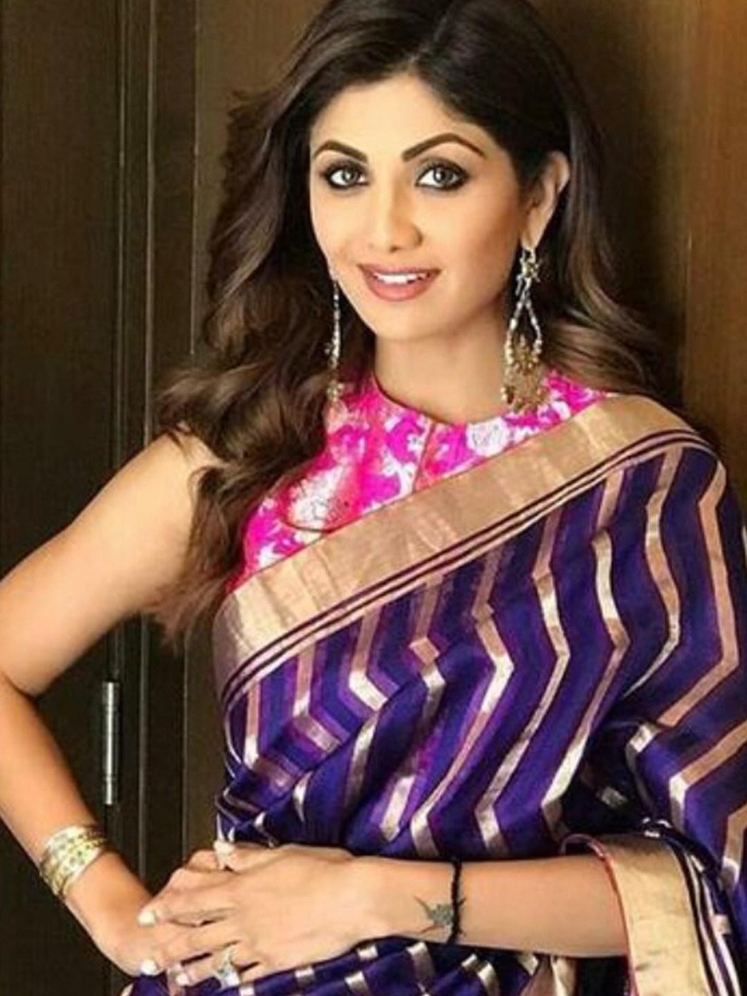 

Fashion Booms Woven Design Zari Pure Silk Kanjeevaram Saree, Purple