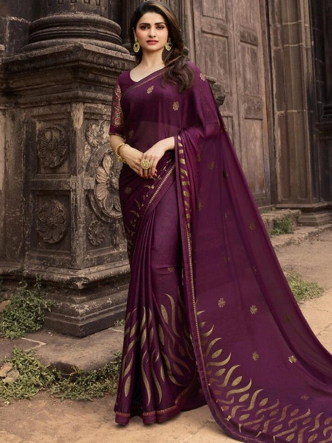 

Fashion Booms Woven Design Zari Pure Silk Kanjeevaram Saree, Purple