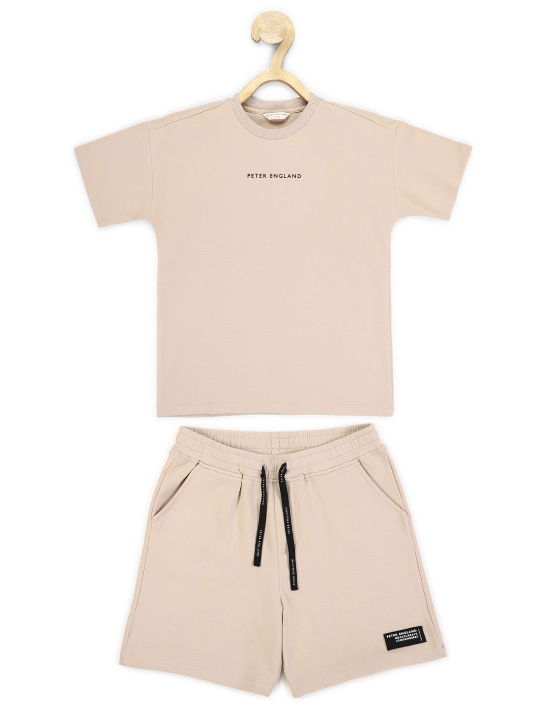 

Peter England Boys Printed T-shirt with Shorts, Beige