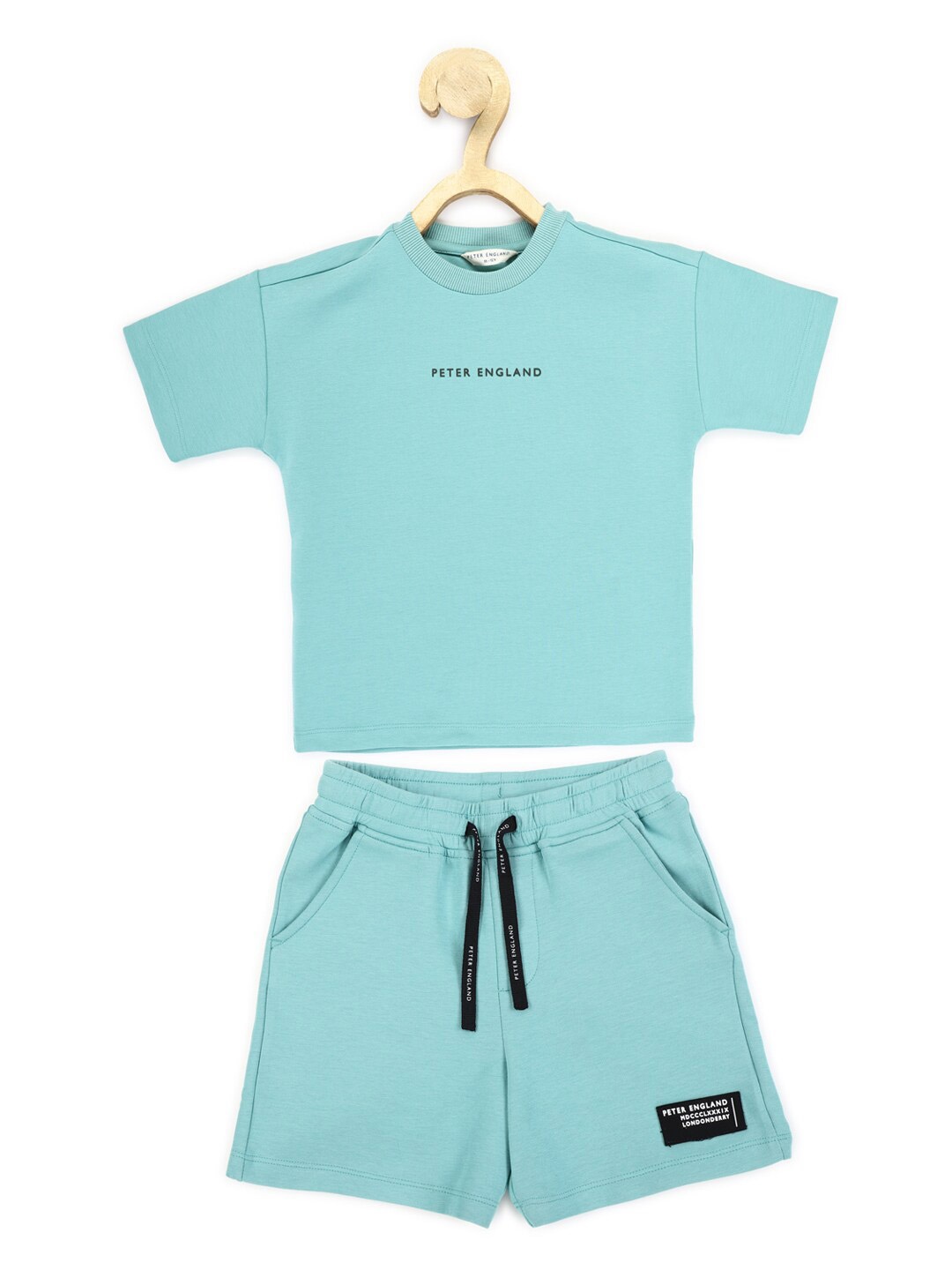 

Peter England Boys Printed T-shirt with Shorts Set, Blue