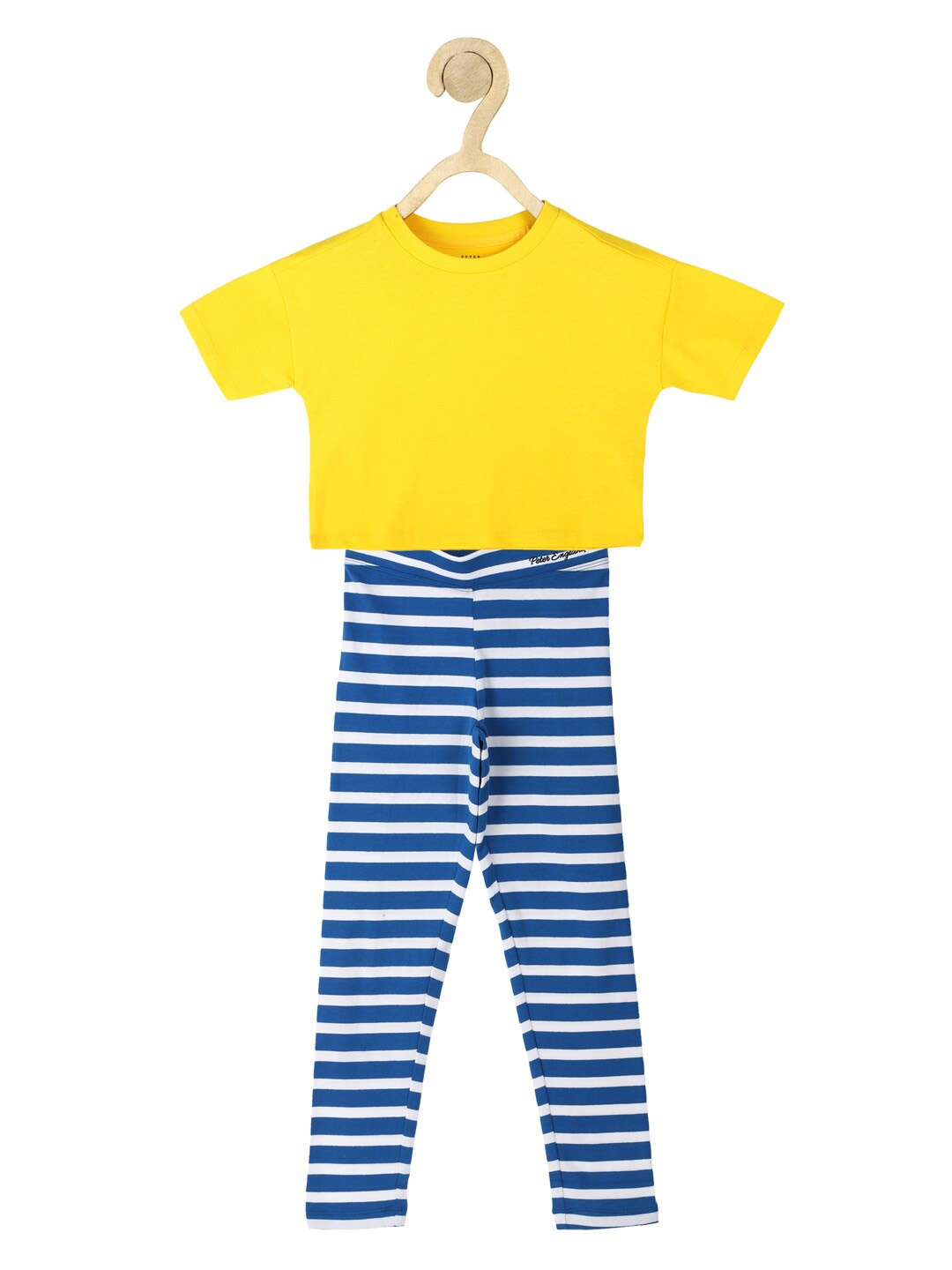 

Peter England Girls Pure Cotton T-shirt with Leggings Set, Yellow