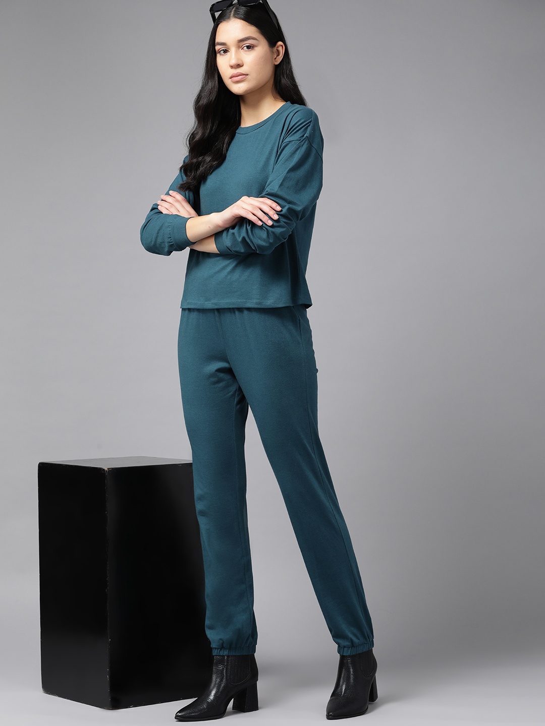

Roadster Women Teal-Green Solid Co-Ords