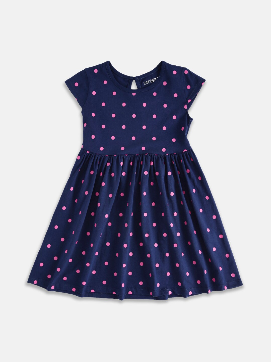 

Pantaloons Junior Girls Printed Cotton Dress, Navy blue