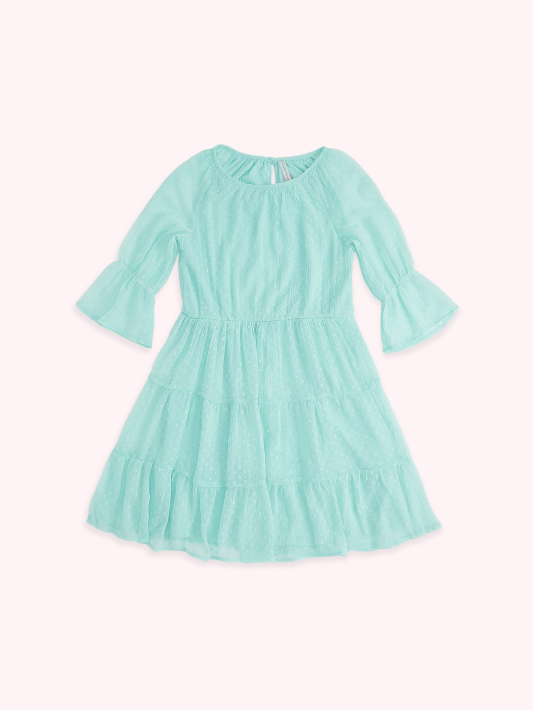 

Pantaloons Junior Girls Knee Length Cotton Dress, Turquoise blue