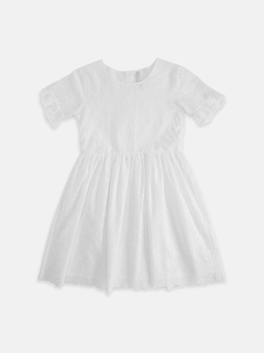 

Pantaloons Junior Girls Schiffli Cotton Dress, White