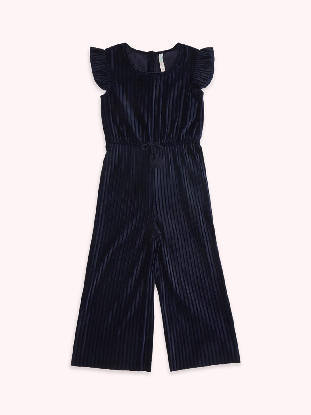 

Pantaloons Junior Girls Striped Basic Jumpsuit, Navy blue