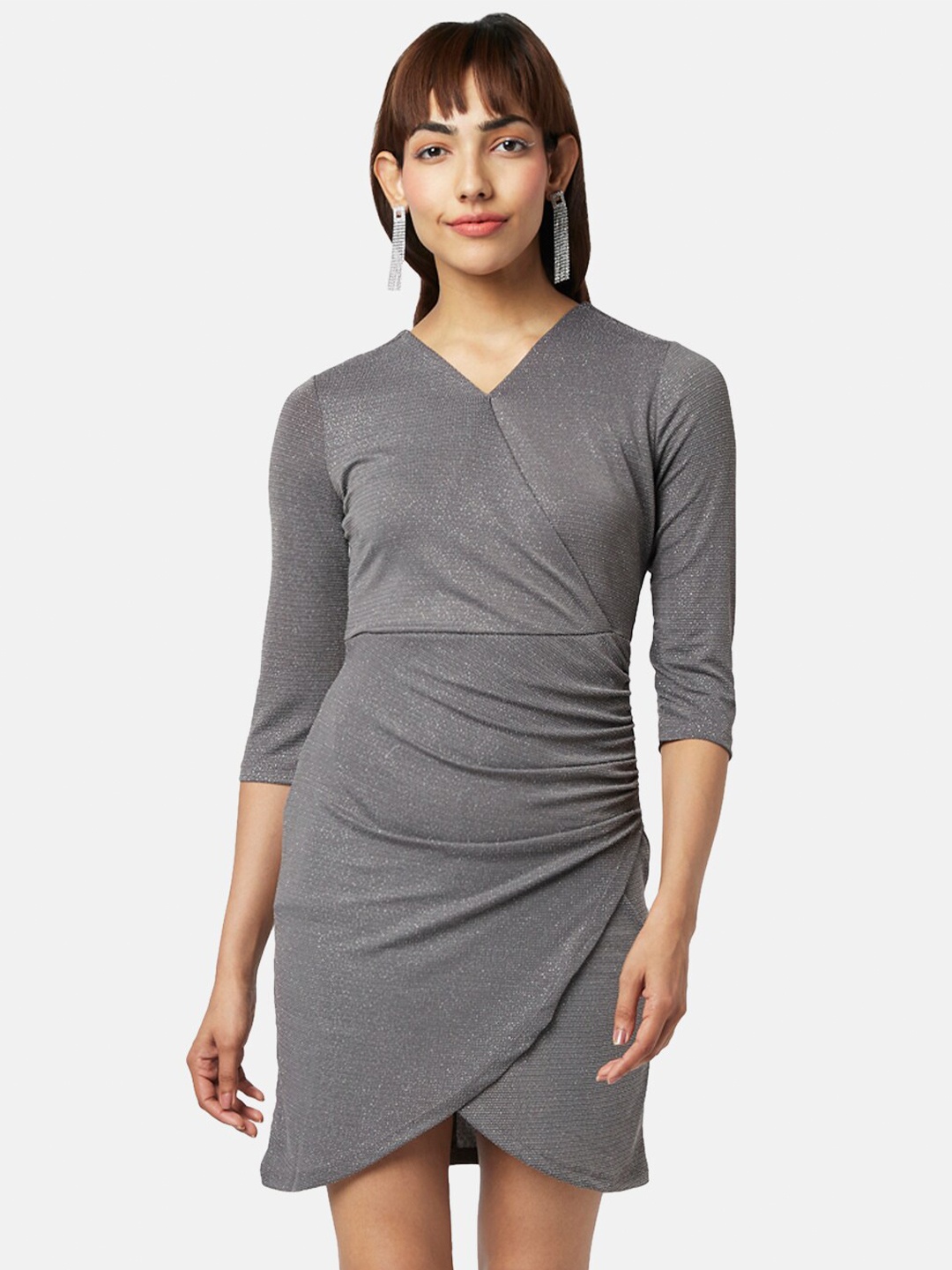 

People V-Neck Wrap Dress, Silver