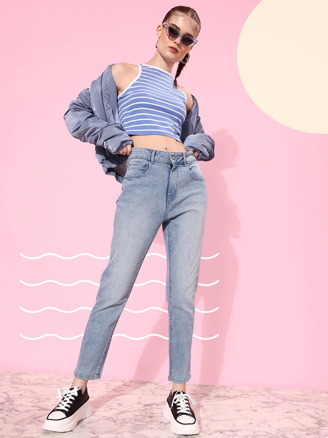 

M&H Our Water Women Blue Boyfriend Fit High-Rise Heavy Fade Upgraded Denims Jeans