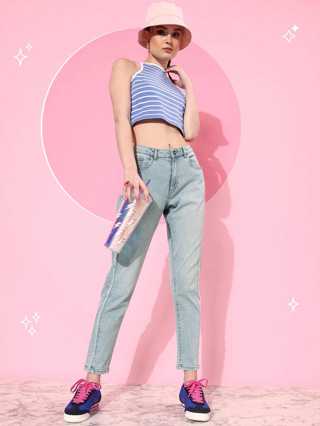 

Mast & Harbour Women Light Blue Boyfriend Fit Light Fade Stretchable Upgraded Denims Jeans