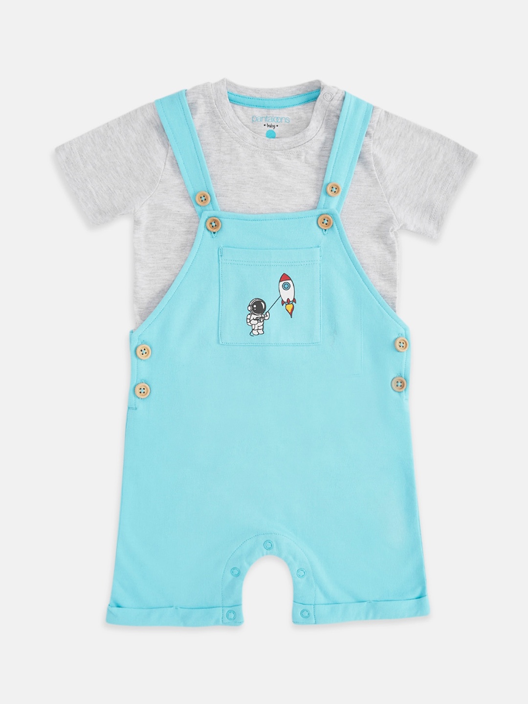 

Pantaloons Baby Infant Boys Cotton Straight-Leg Dungarees, Blue